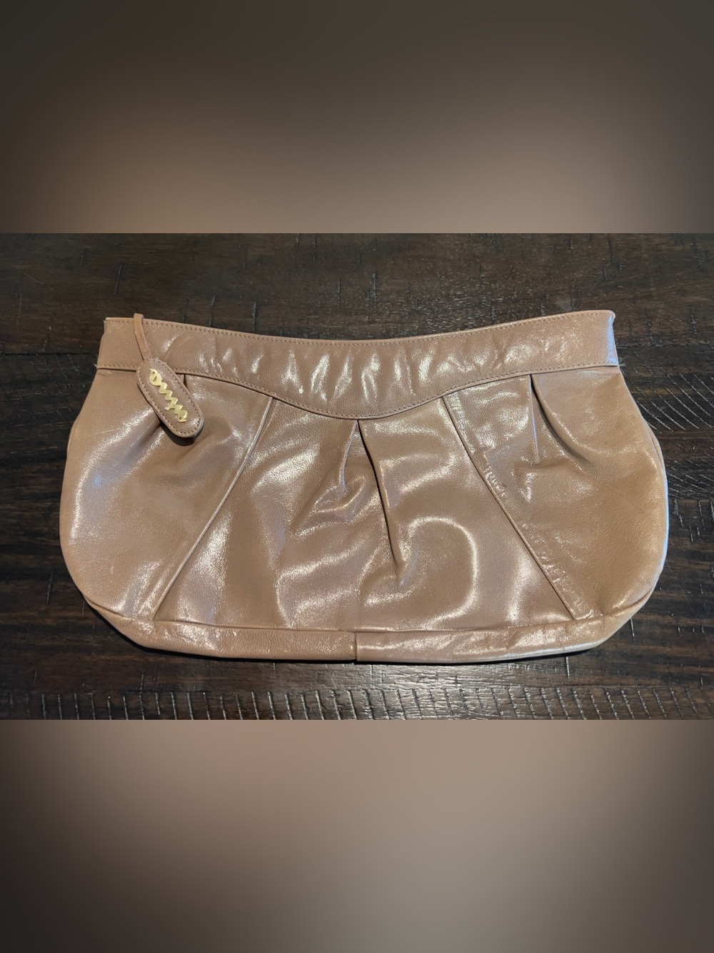 VTG- Mina Taupe Leather Clutch